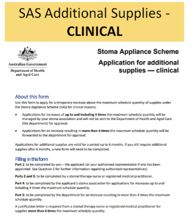 SAS Application for Additional Supplies – Clinical